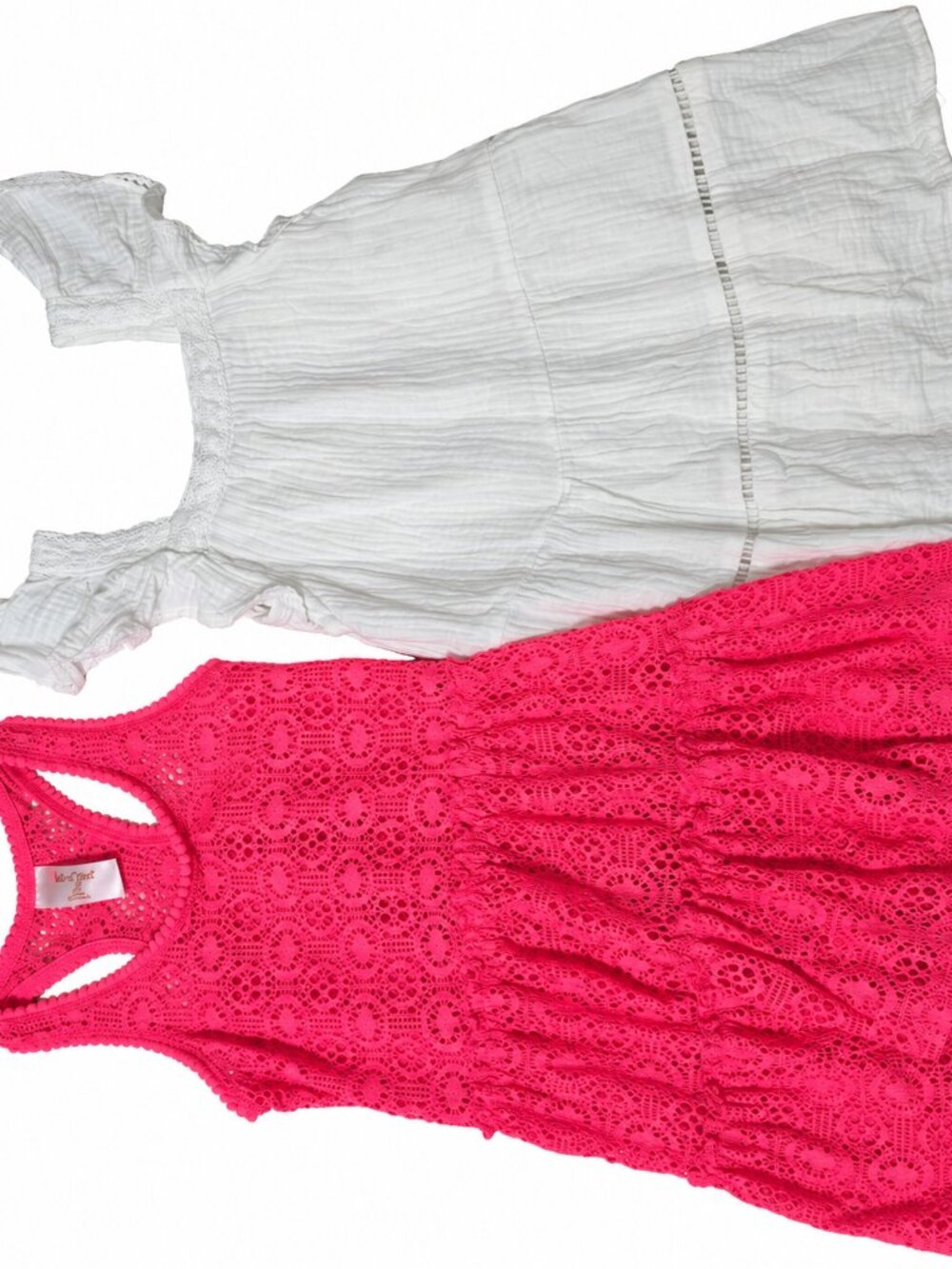 Cat & Jack Girls Dress Lot of 2 XS 4/5 Pink Crochet White Summer
